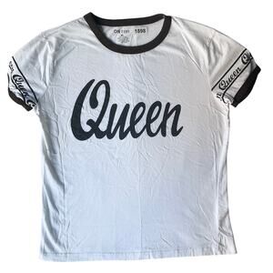 On Fire Girl’s Short Sleeve T-shirt Size XL, White, Queen